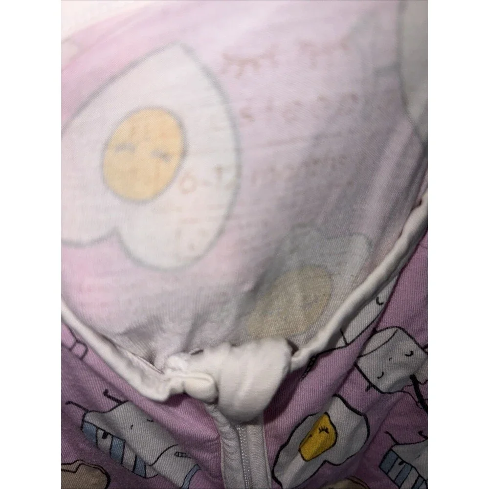 Little Sleepies Pink/White Breakfast Theme Bamboo Dual Zip Coverall PJ 6-12m
